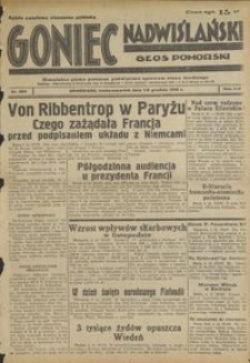 Goniec Nadwiślański : Głos Pomorski : niezależne pismo poranne poświęcone sprawom stanu średniego : 1938.12.07/08, R. 14 nr 282