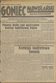 Goniec Nadwiślański : Głos Pomorski : niezależne pismo poranne poświęcone sprawom stanu średniego : 1939.01.19, R. 15 nr 16