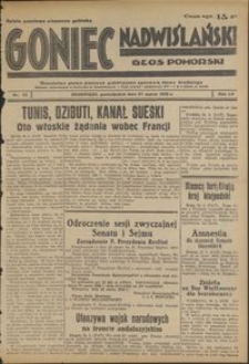 Goniec Nadwiślański : Głos Pomorski : niezależne pismo poranne poświęcone sprawom stanu średniego : 1939.03.27, R. 15 nr 72