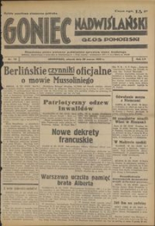 Goniec Nadwiślański : Głos Pomorski : niezależne pismo poranne poświęcone sprawom stanu średniego : 1939.03.28, R. 15 nr 73
