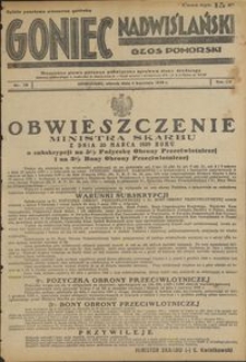 Goniec Nadwiślański : Głos Pomorski : niezależne pismo poranne poświęcone sprawom stanu średniego : 1939.04.04, R. 15 nr 79