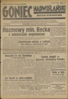 Goniec Nadwiślański : Głos Pomorski : niezależne pismo poranne poświęcone sprawom stanu średniego : 1939.04.05, R. 15 nr 80