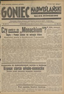 Goniec Nadwiślański : Glos Pomorski : niezależne pismo poranne poświęcone sprawom stanu średniego : 1939.08.16, R. 15 nr 187