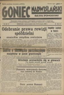 Goniec Nadwiślański : Glos Pomorski : niezależne pismo poranne poświęcone sprawom stanu średniego : 1939.08.19/20, R. 15 nr 190