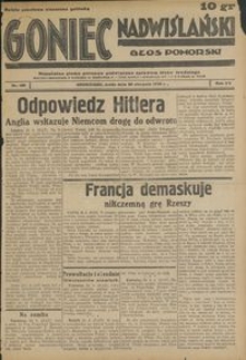 Goniec Nadwiślański : Glos Pomorski : niezależne pismo poranne poświęcone sprawom stanu średniego : 1939.08.30, R. 15 nr 199