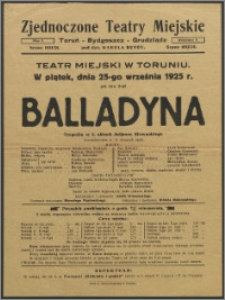 Balladyna - [afisz teatralny]