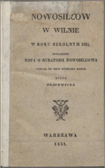 Nowosilcow w Wilnie : w roku szkolnym 1823/1824